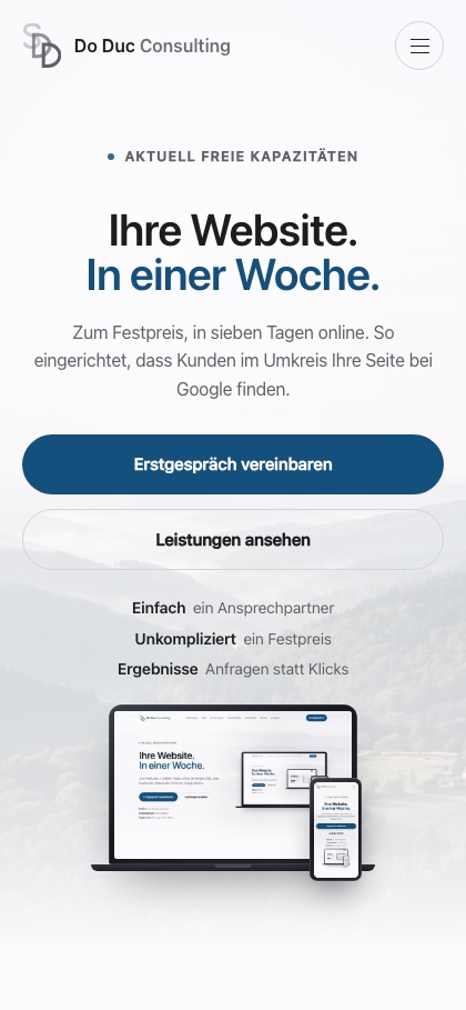 Dieselbe Seite auf einem Smartphone